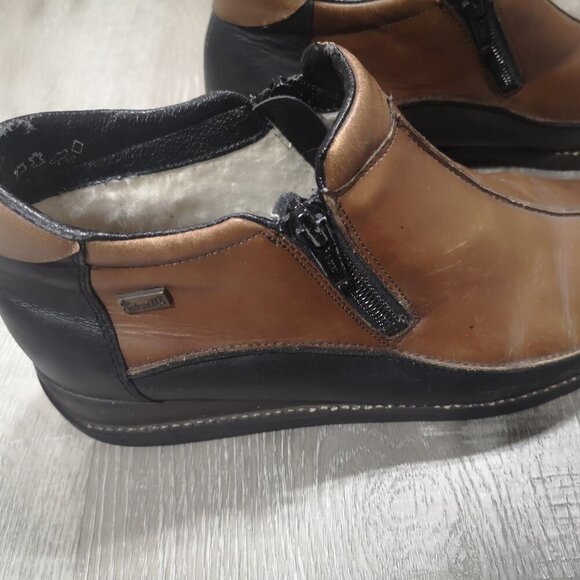 Rieker Anti Stress Ladies Size 39 (8.5 US) Brown & Black Faux Fur Lined Booties - Picture 6 of 12